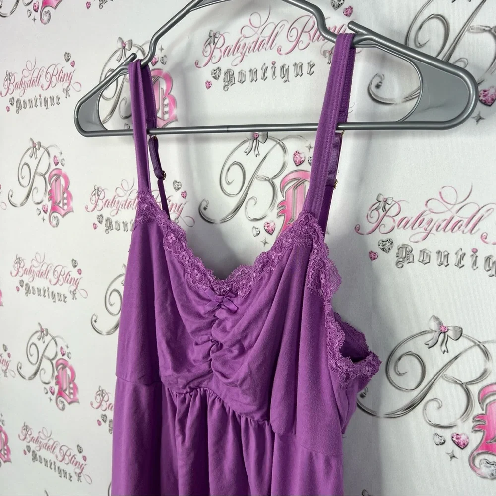 Soma tank top fairy hem asymmetrical lace cinch sexy Lavender Lace Trim Top - Picture 4 of 7